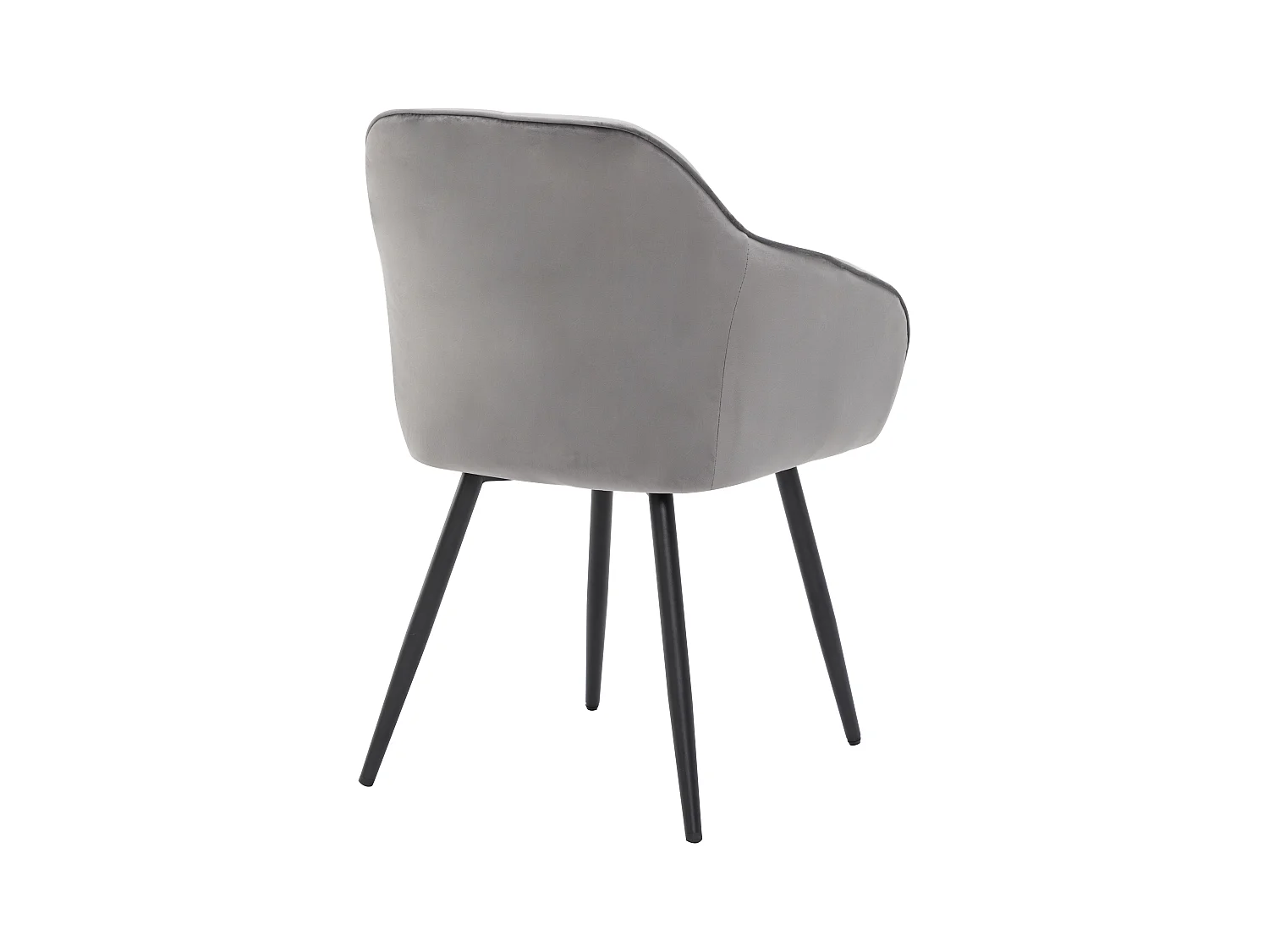 Set van 6 fluwelen eetkamerstoelen - armleuningen + metalen poten - grijs