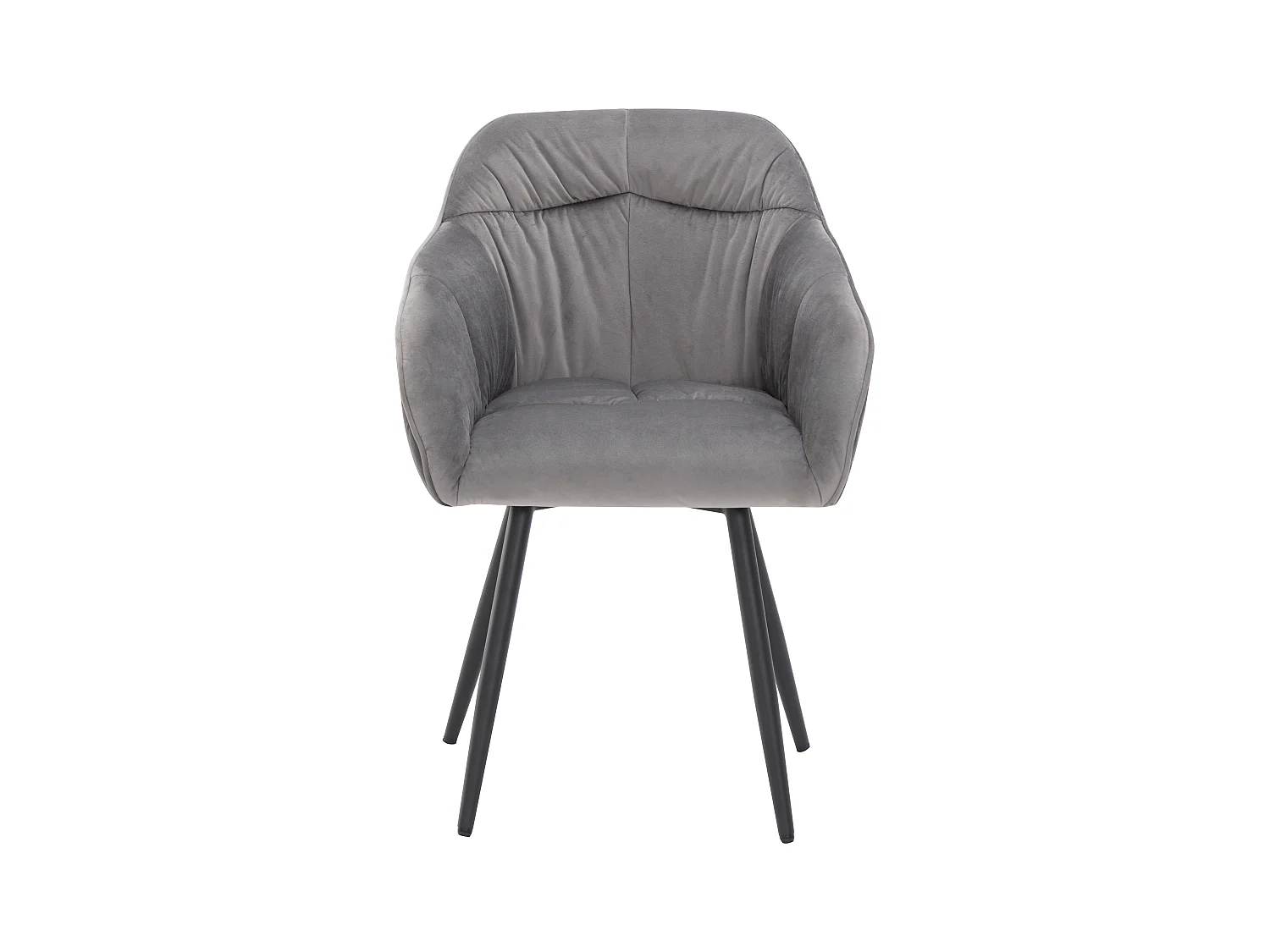 Set van 6 fluwelen eetkamerstoelen - armleuningen + metalen poten - grijs