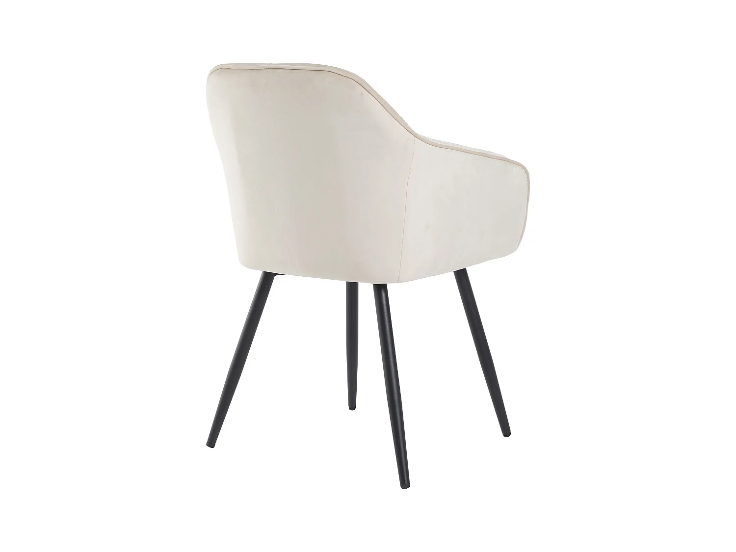 Lot de 6 chaises de salle à manger en velours - accoudoirs + pièds en métal - beige