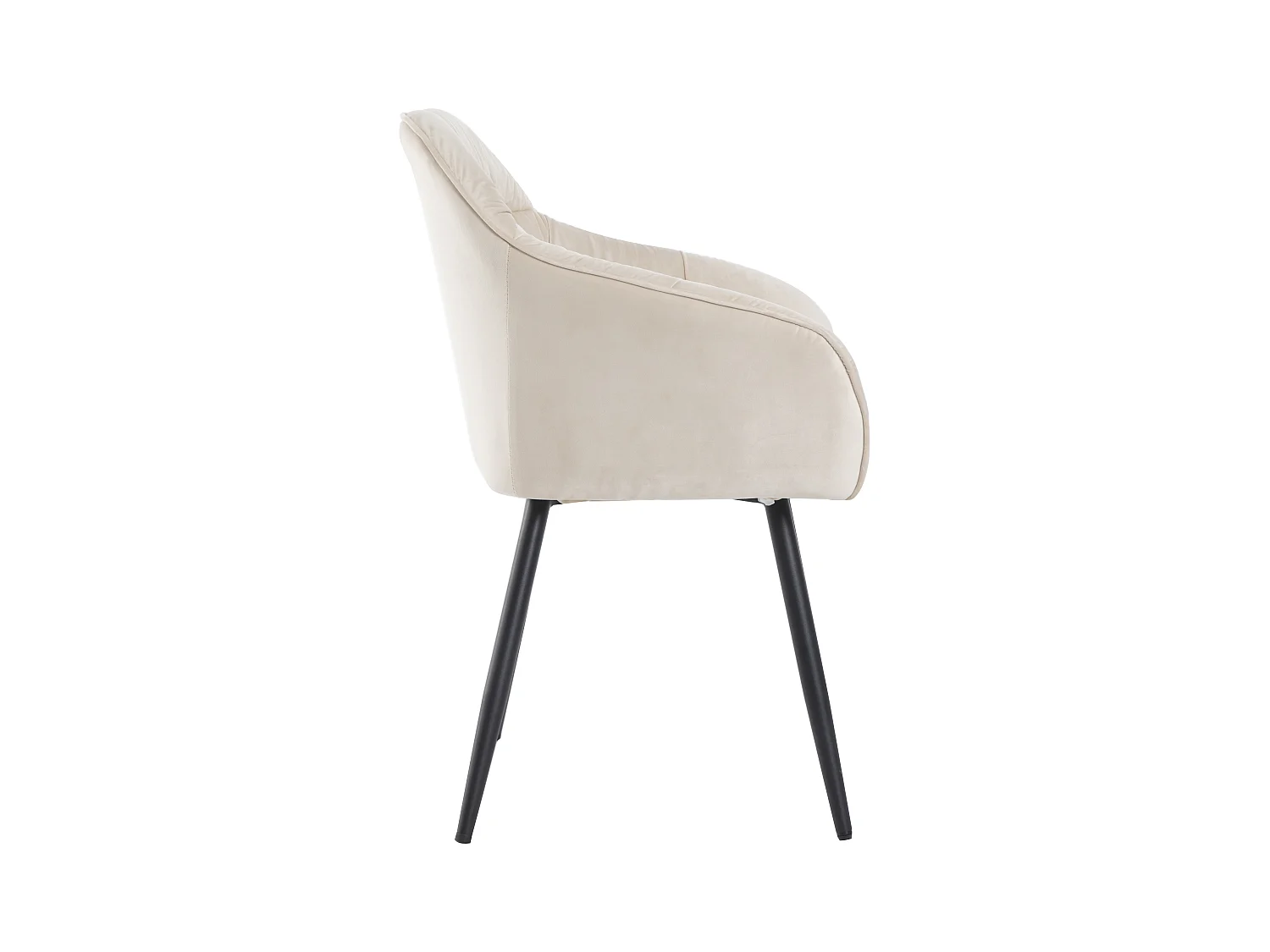 Lot de 6 chaises de salle à manger en velours - accoudoirs + pièds en métal - beige