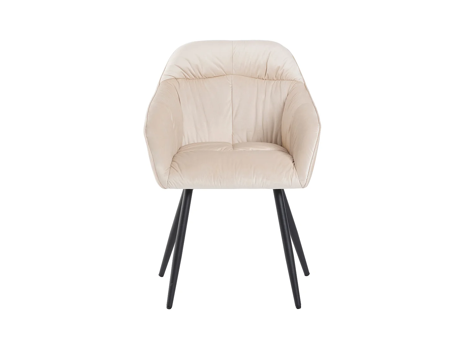 Lot de 6 chaises de salle à manger en velours - accoudoirs + pièds en métal - beige