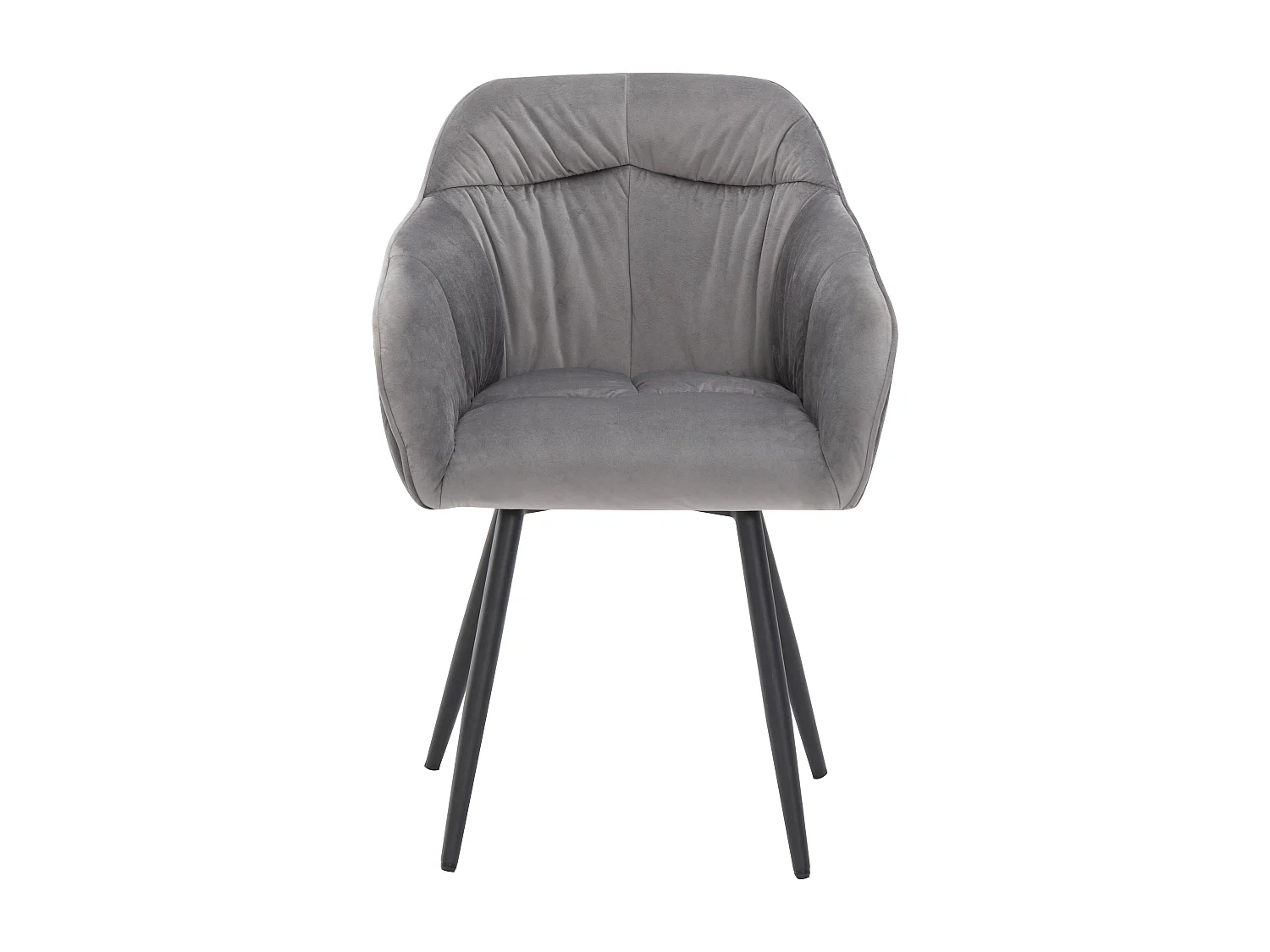 Set van 4 fluwelen eetkamerstoelen - armleuningen + metalen poten - grijs