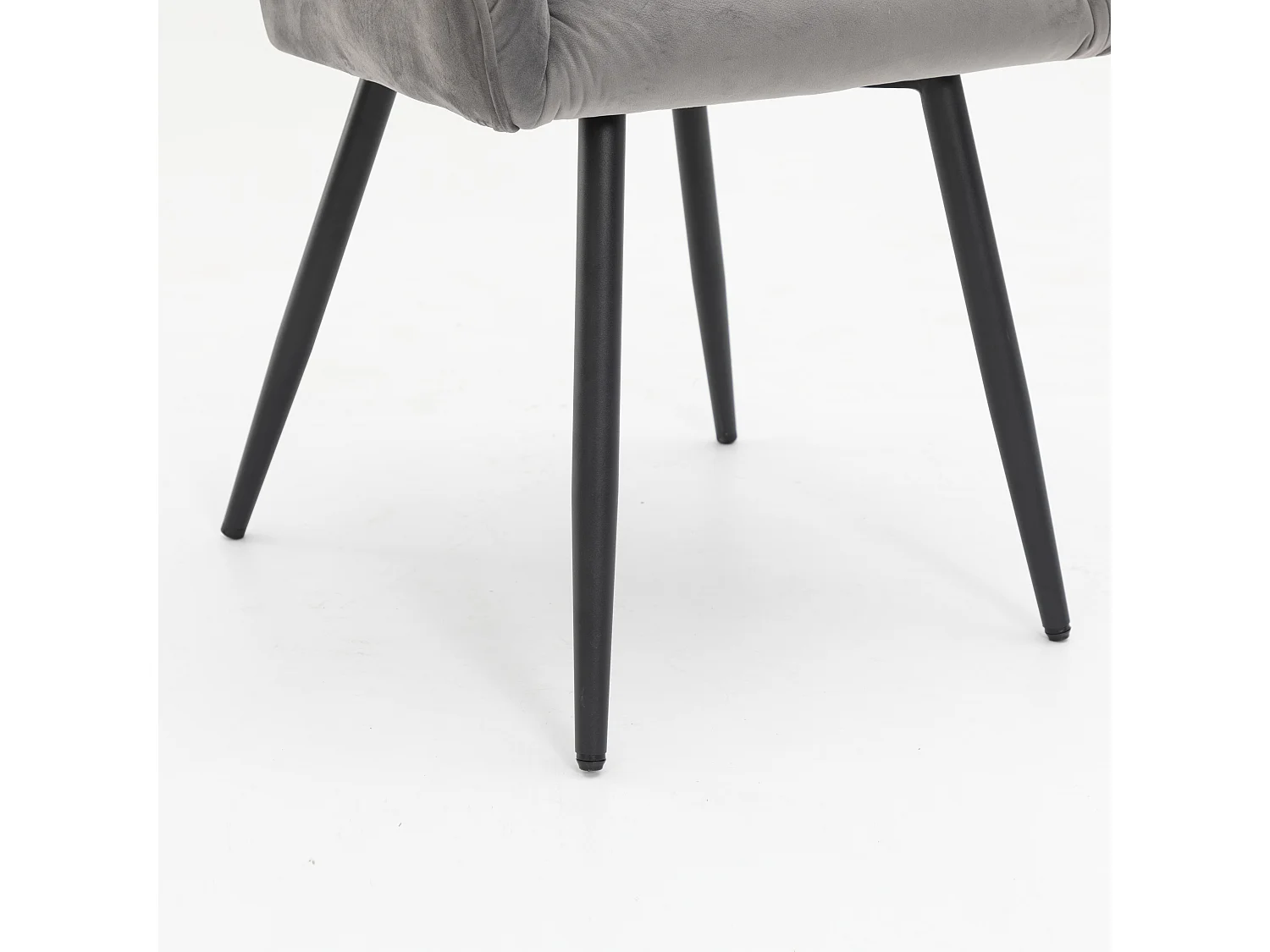 Lot de 4 chaises de salle à manger en velours - accoudoirs + pièds en métal - gris