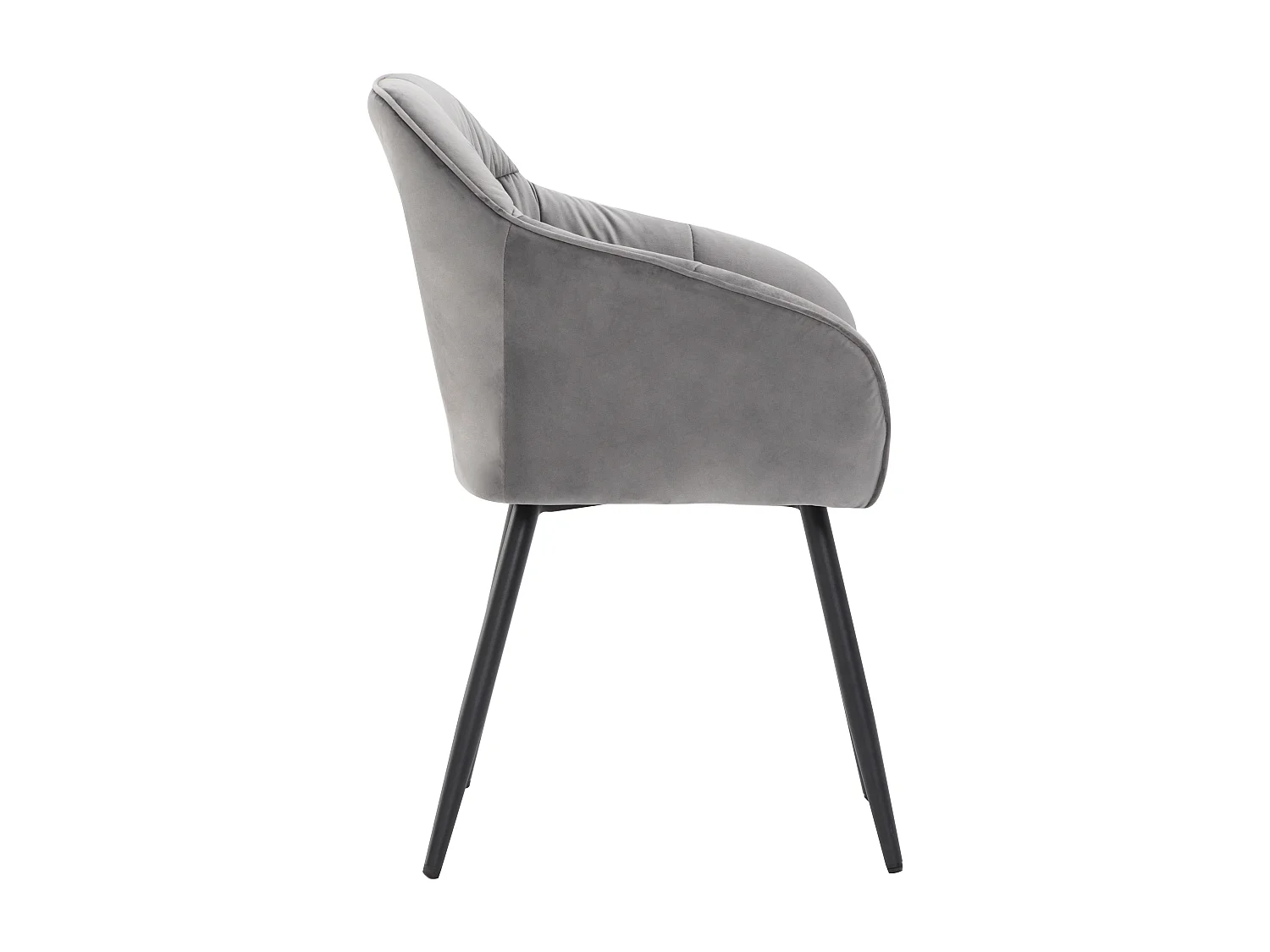 Lot de 4 chaises de salle à manger en velours - accoudoirs + pièds en métal - gris