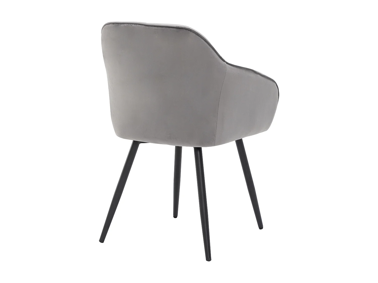 Lot de 4 chaises de salle à manger en velours - accoudoirs + pièds en métal - gris