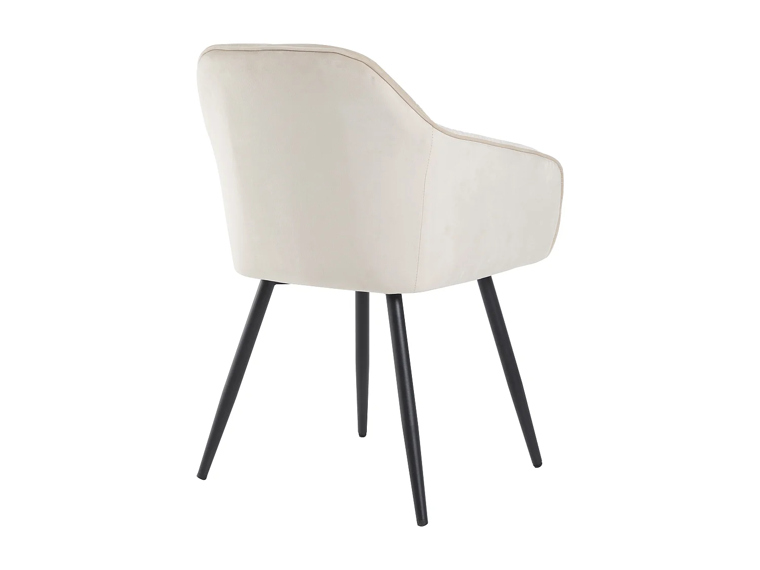 Lot de 2 chaises de salle à manger en velours - accoudoirs + pièds en métal - beige