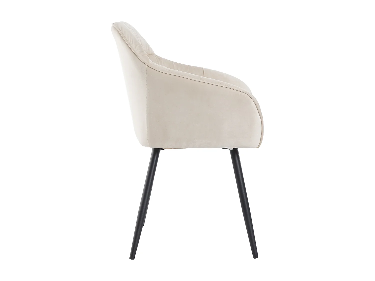 Lot de 2 chaises de salle à manger en velours - accoudoirs + pièds en métal - beige