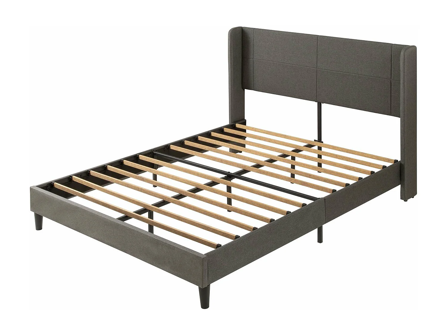 Zinus Sasha 180x200cm - Höhe 25 cm - Gepolstertes plattform-bettgestell mit wingback-kopfteil - Dunkelgrau