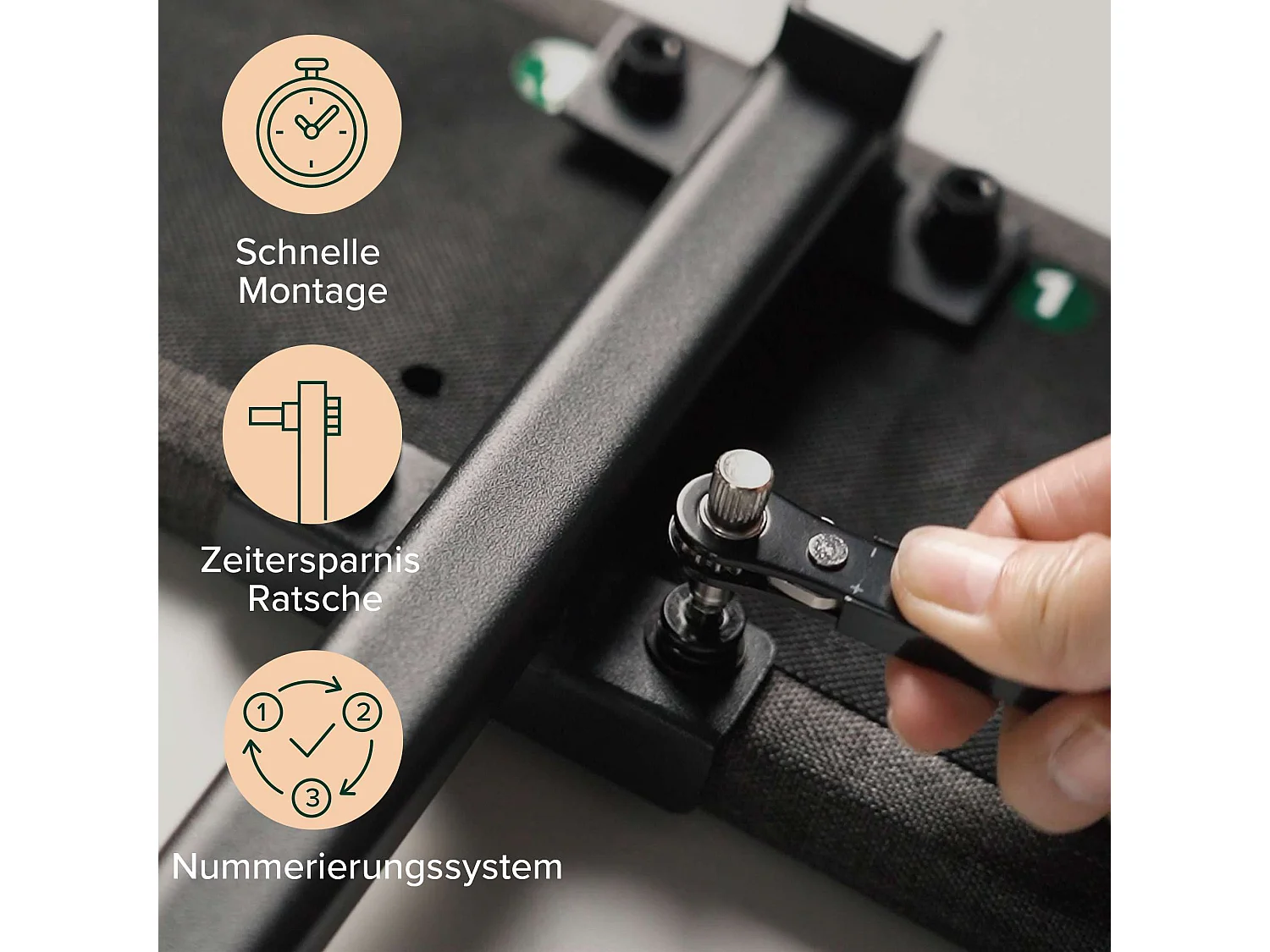 Zinus Sasha 180x200cm - Höhe 25 cm - Gepolstertes plattform-bettgestell mit wingback-kopfteil - Dunkelgrau