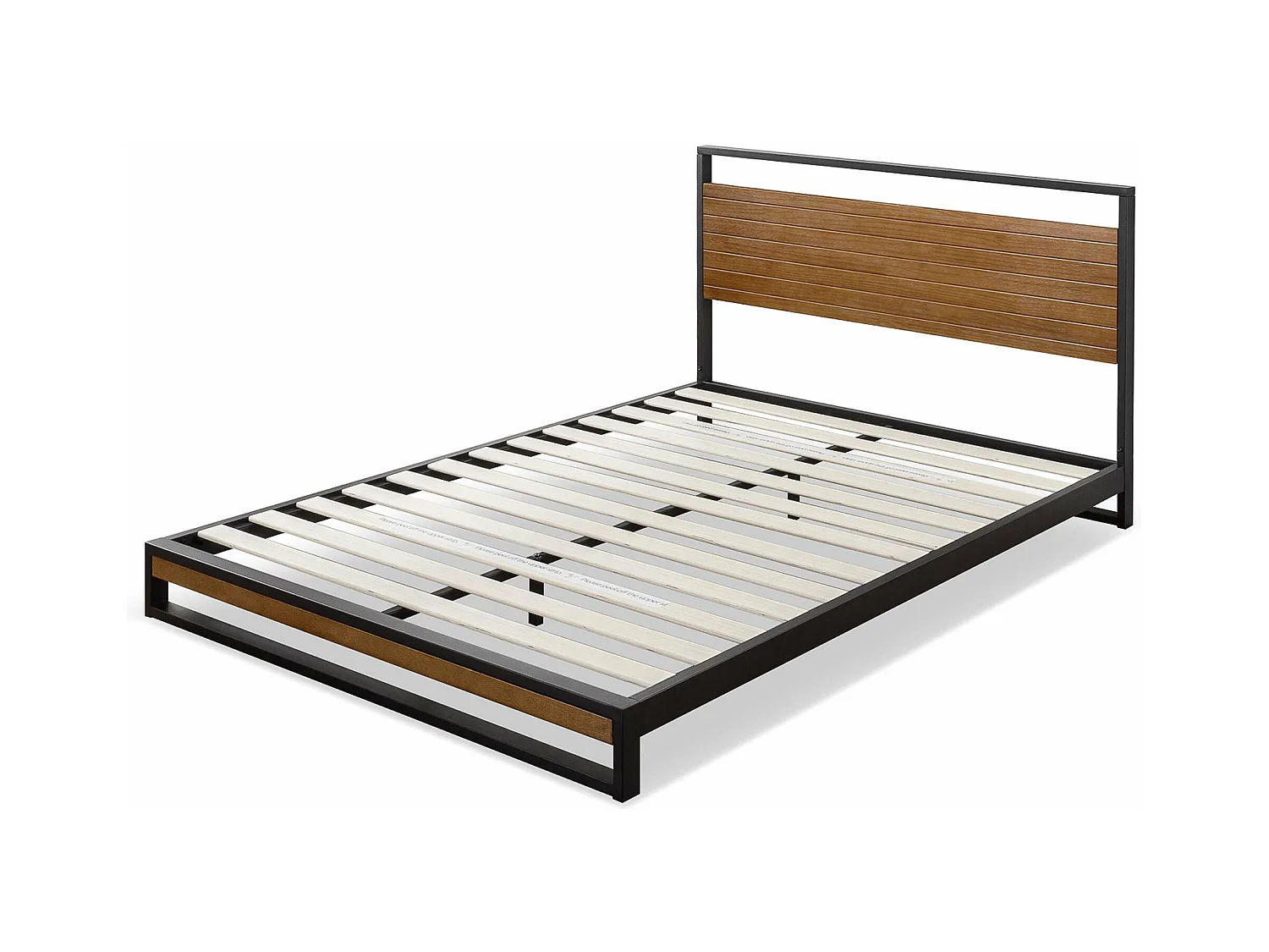 Zinus Suzanne bett 180x200cm - Höhe 18cm - Bambus und metall plattform bettgestell - Braun und Schwarz