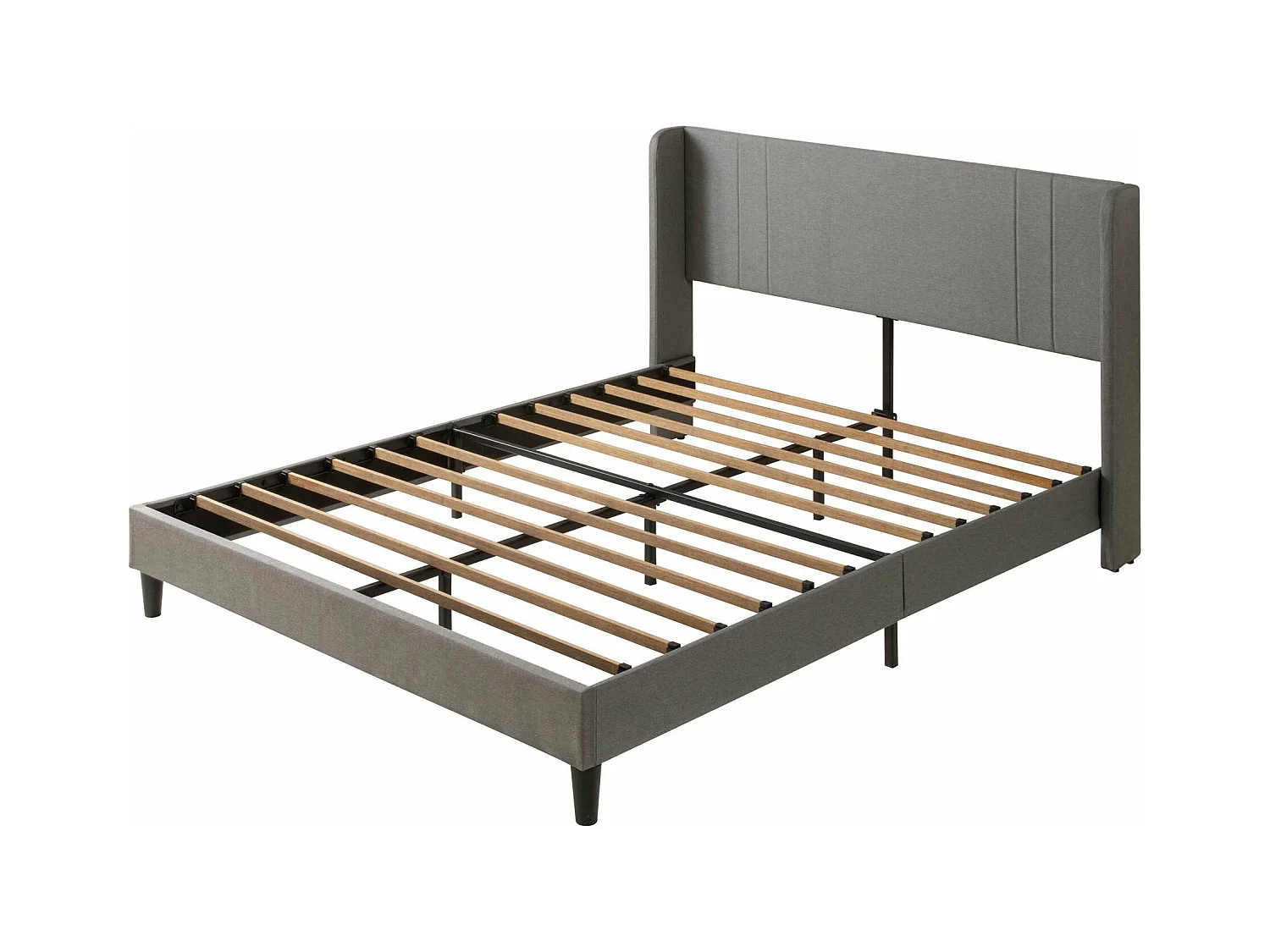 Zinus Sasha 180x200cm - Höhe 25 cm - Gepolstertes lattform-bettgestell mit wingback-kopfteil - Mittelgrau