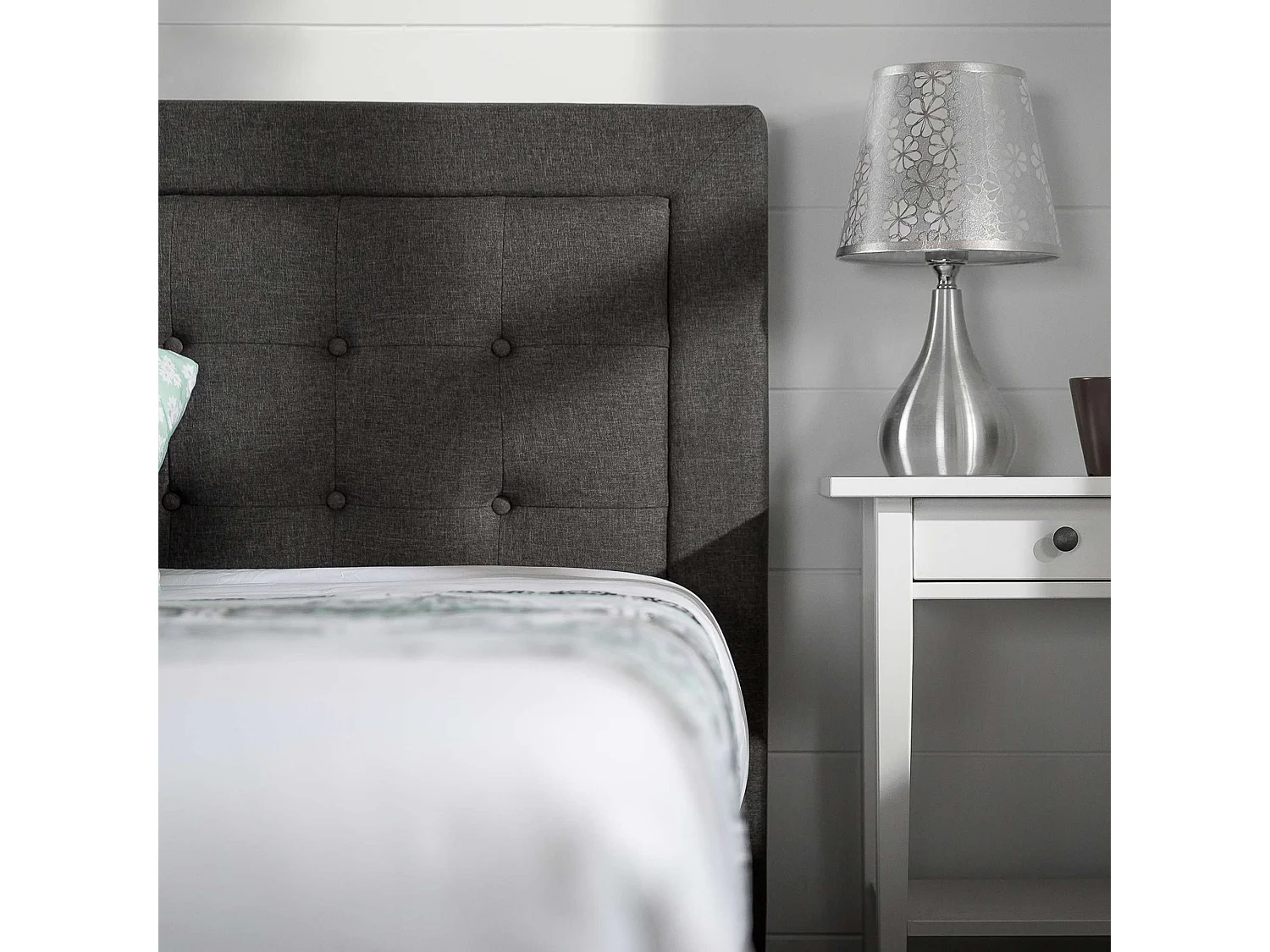 Zinus Dachelle bett 180x200cm - Höhe 31cm - Gepolstertes plattform bettgestell - Dunkelgrau