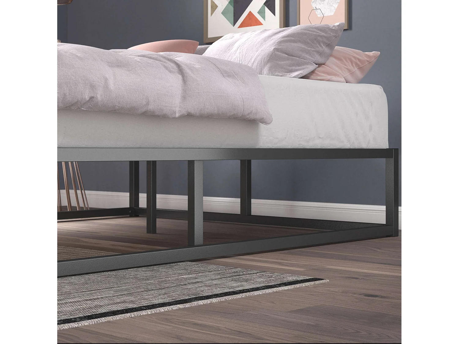 Zinus Joseph bett 180x200cm - Höhe 25cm mit stauraum unter dem bett - Metall-plattform bettrahmen - Schwarz