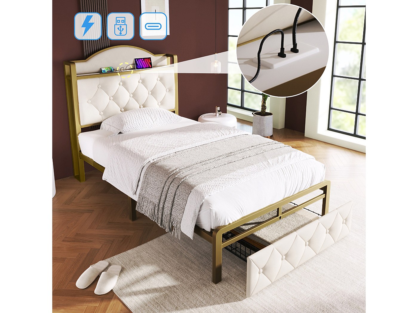 Letto Singolo Con Letto Estraibile Letto Singolo Rivestito In