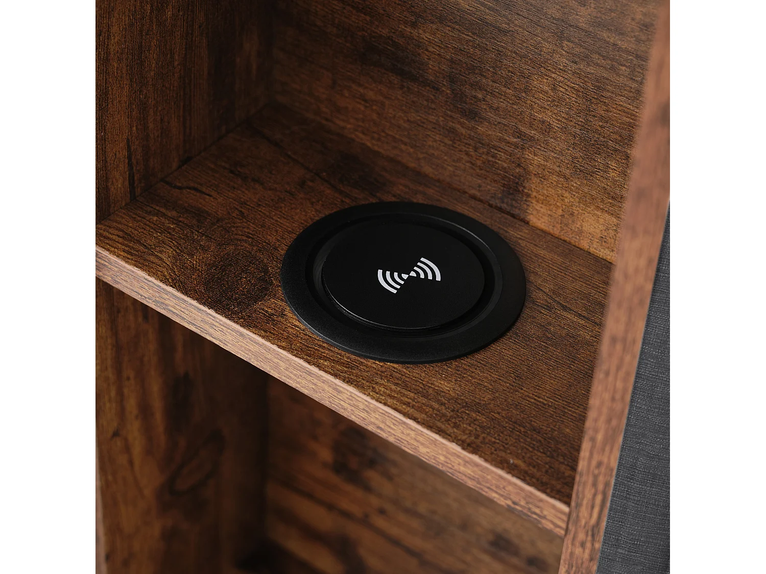 Łóżko dwuosobowe 160 x 200 cm z ładowaniem bezprzewodowym USB C i 4 szufladami - aksamit - szary