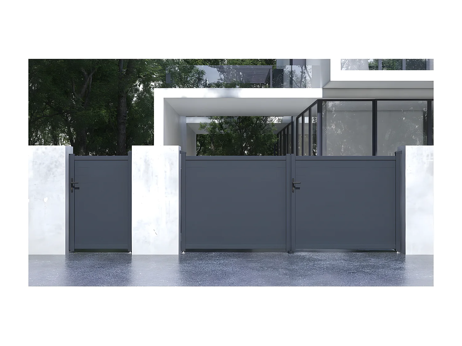 Pack portail + portillon "Marc" - Gris