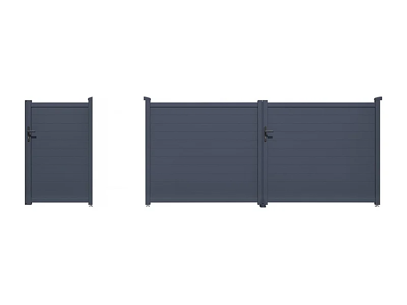 Tuinpoort set dubbele poort + tuindeur "Marc" - Grijs