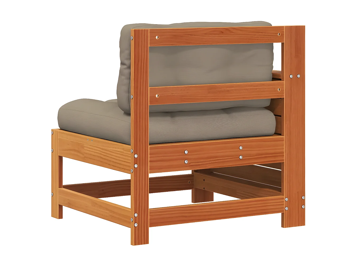 Canapé de jardin accoudoir coussins cire marron bois pin massif