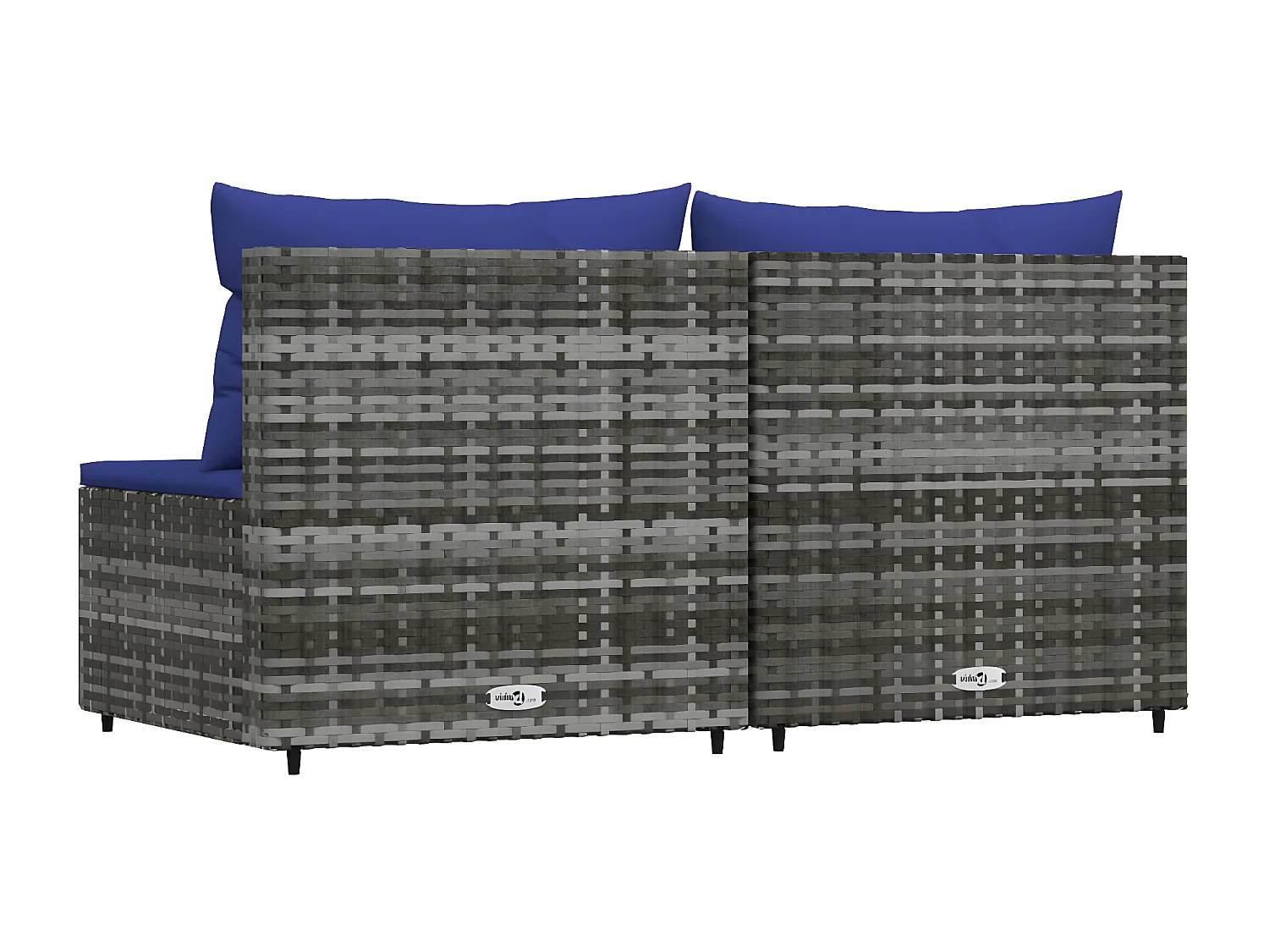 Canapés centraux de jardin et coussins 2pcs Gris Résine tressée