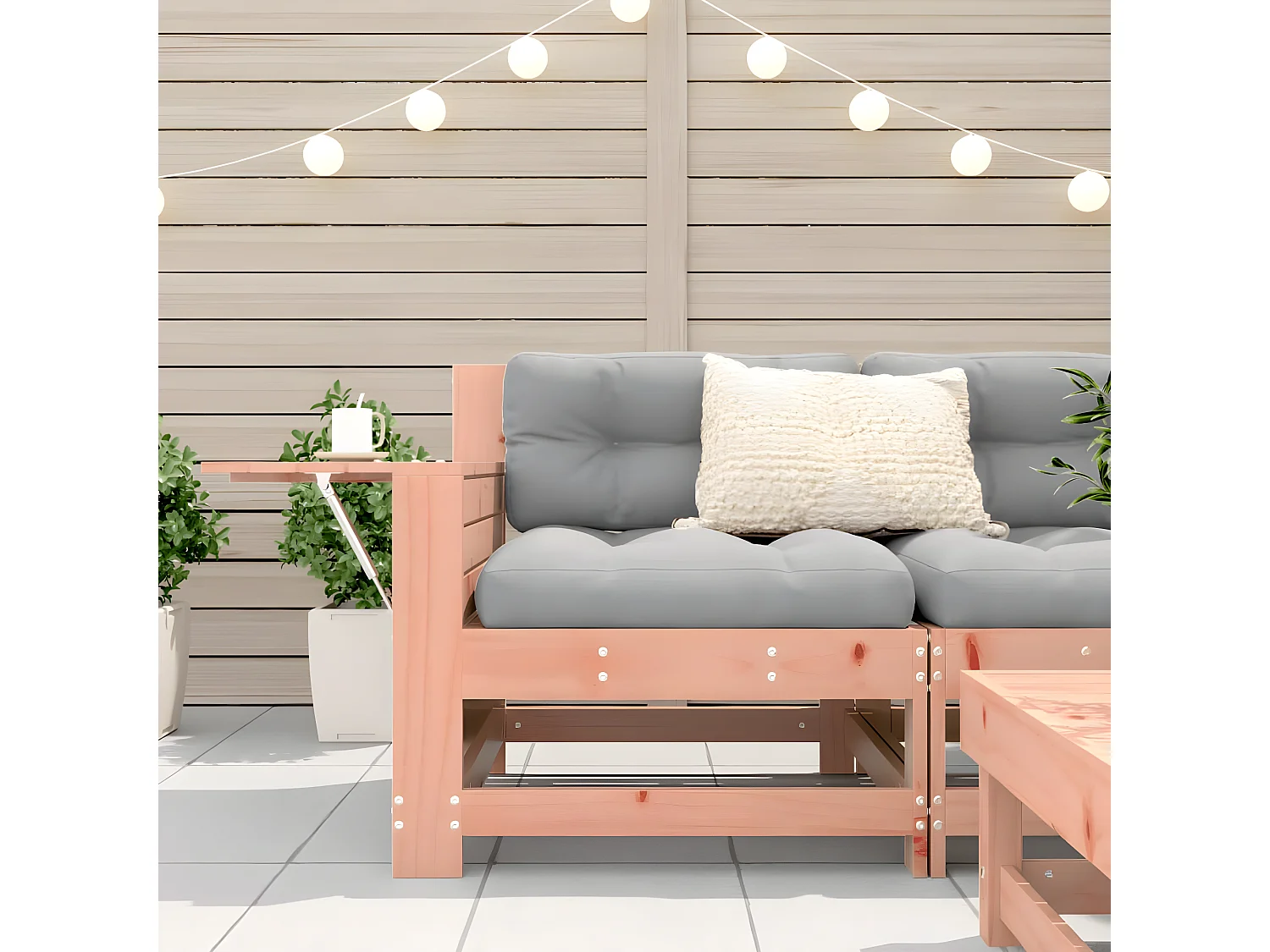 Canapé de jardin accoudoir avec table d'appoint massif douglas