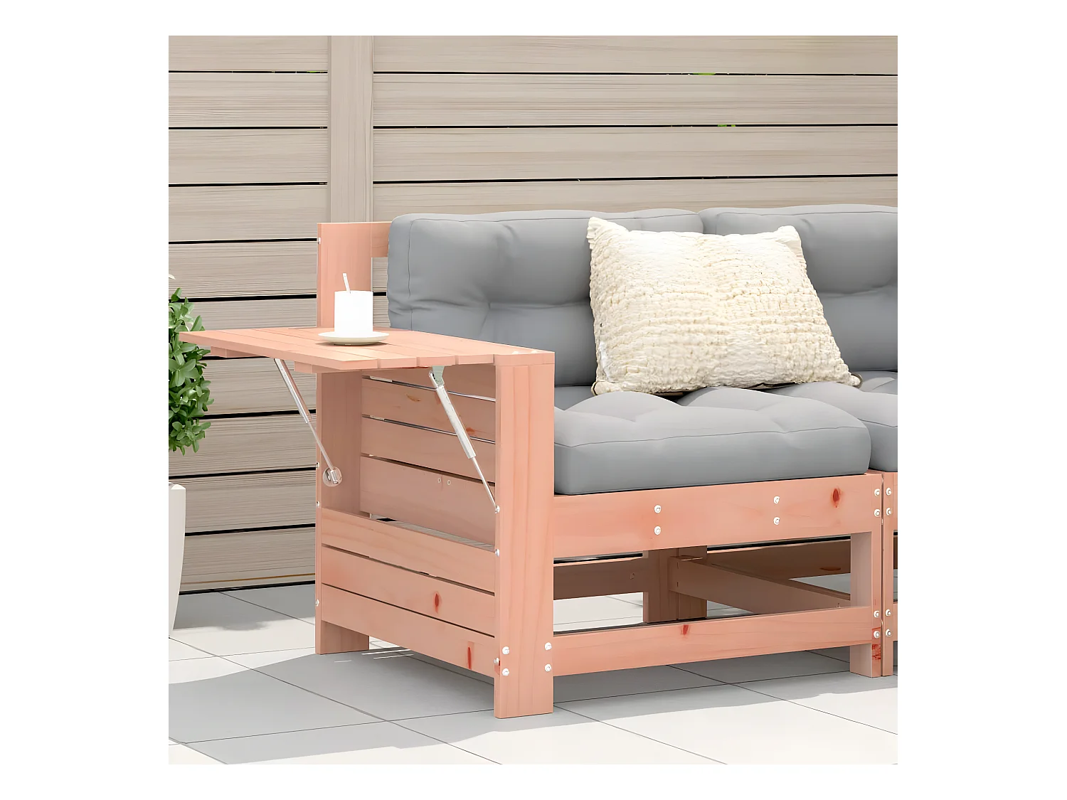 Canapé de jardin accoudoir avec table d'appoint massif douglas