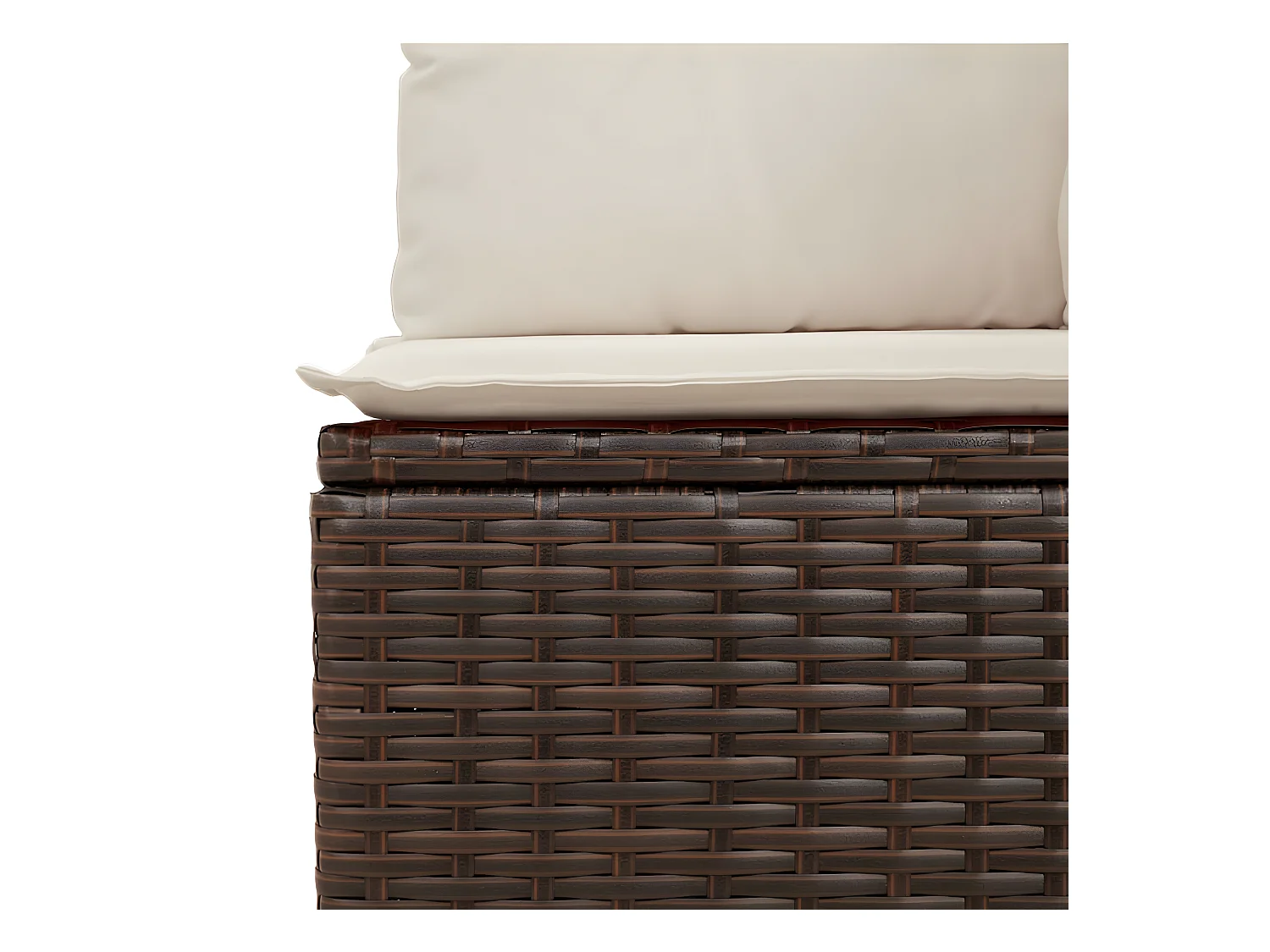 Tuinbank zonder armleuningen met bruin geweven harskussens