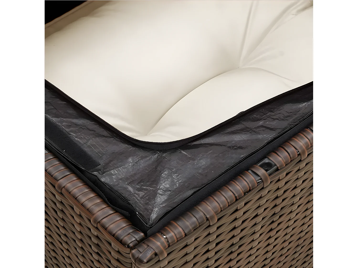 Canapé de jardin sans accoudoirs coussins brun résine tressée