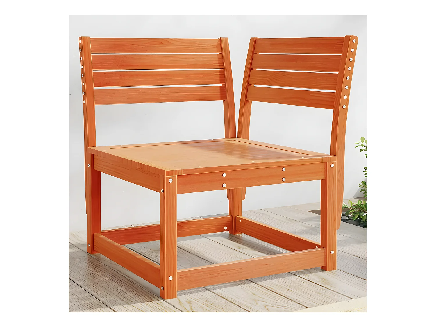 Divano ad angolo da giardino in cera marrone 73x73x78 cm in legno di pino massiccio