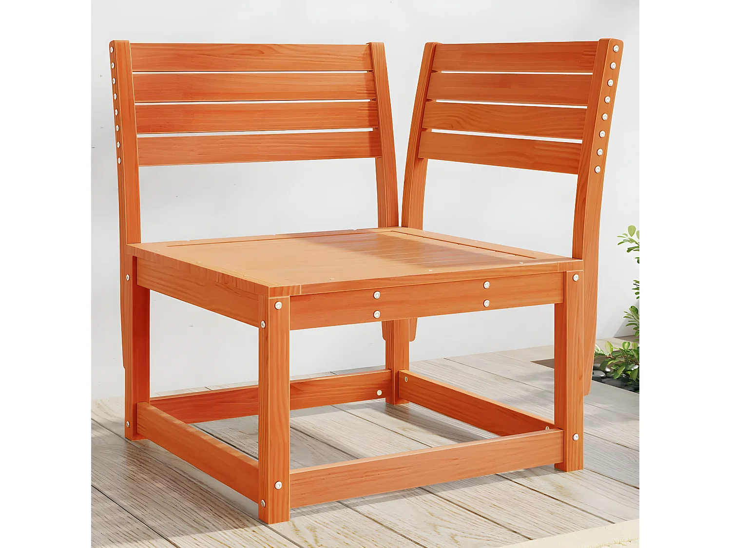 Bruine wax tuinhoekbank 73x73x78cm massief grenenhout