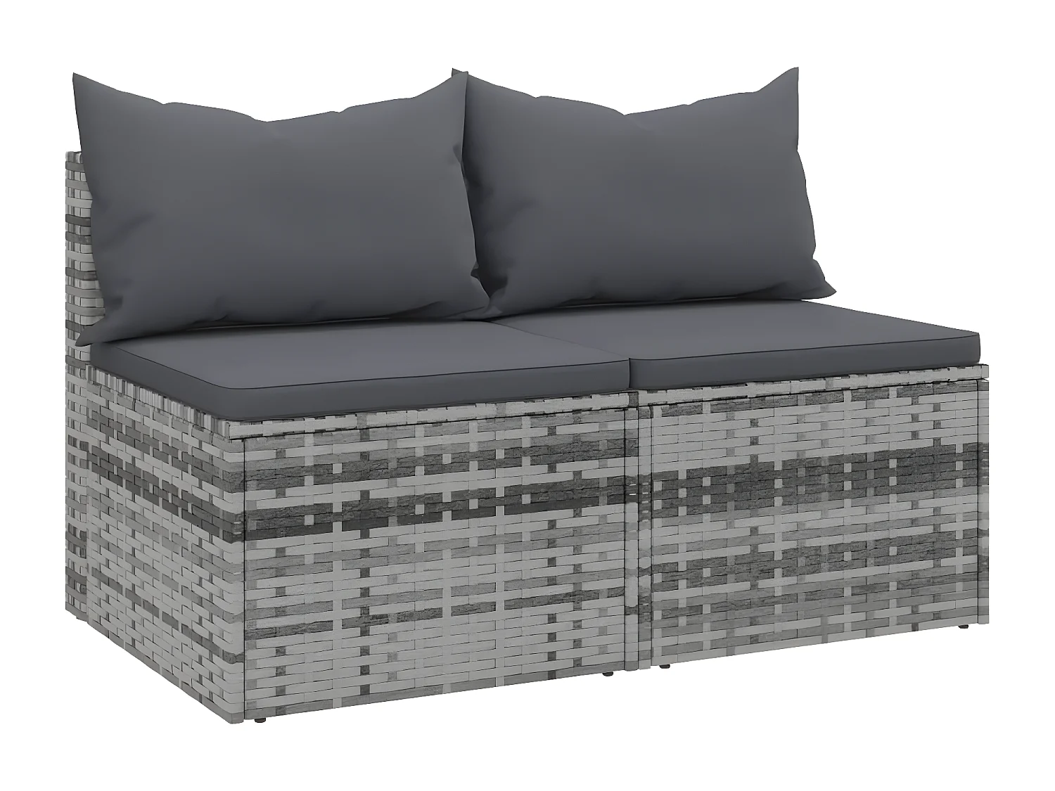 Canapés centraux de jardin et coussins 2pcs Gris Résine tressée