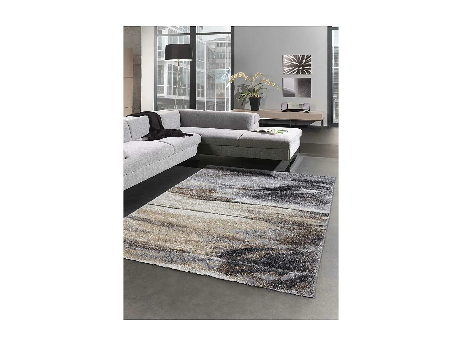 Tapis salon 80x150 cm Rectangulaire ELEGANT 20355-95 Gris Chambre adapté au chauffage par le sol