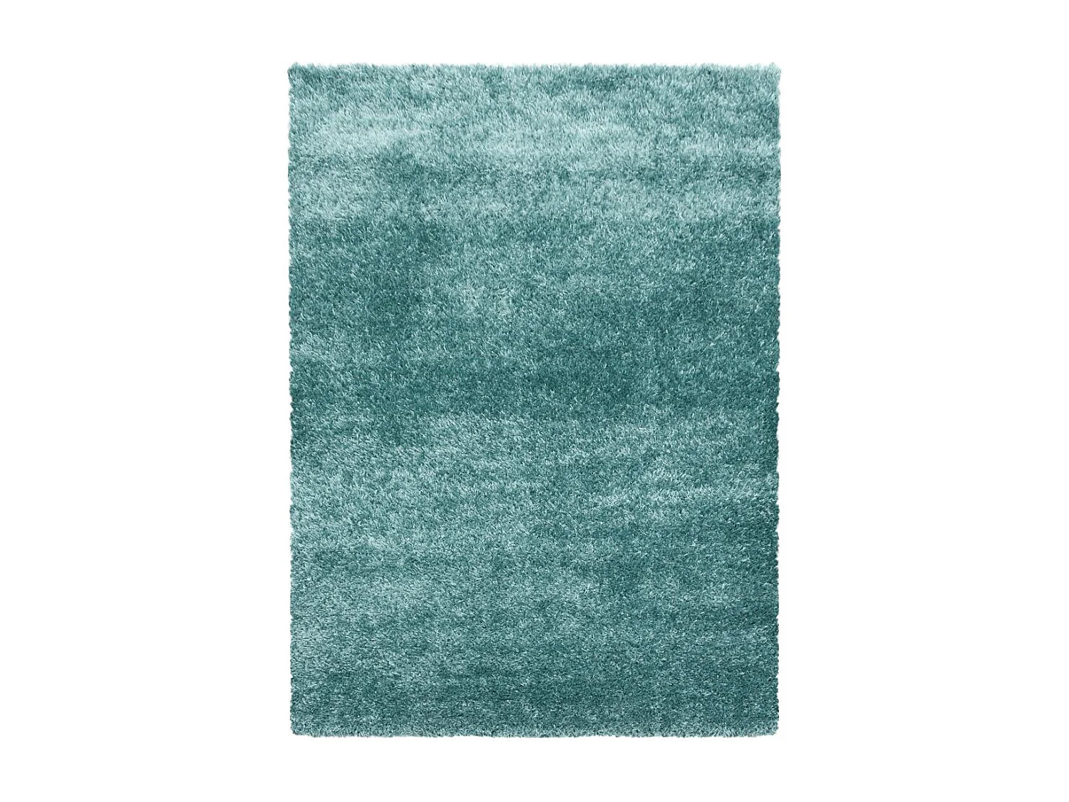 Tapis longs poils shaggy 140x200 rectangle tissé bleu et turquoise motif uni