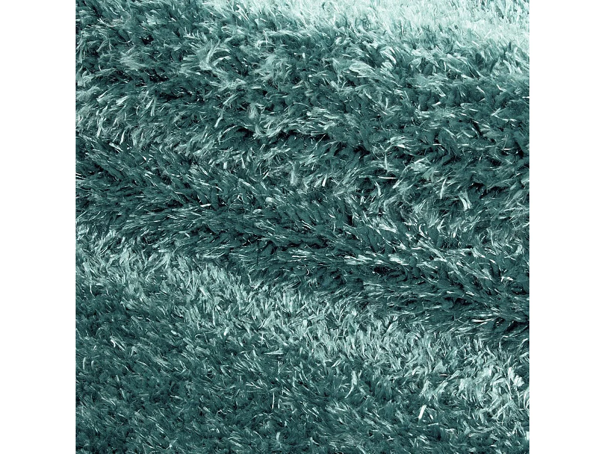 Tapis longs poils shaggy 140x200 rectangle tissé bleu et turquoise motif uni