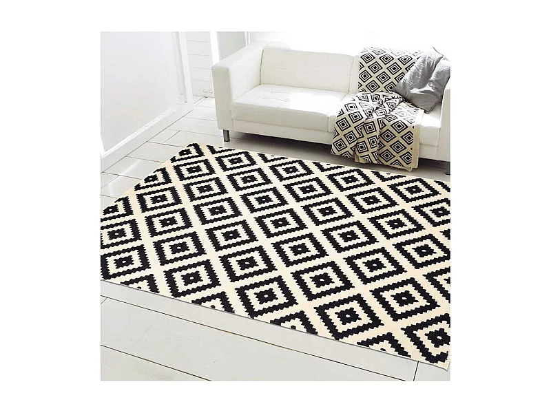 tapis salon 200x290 tissé crème rectangle motif scandinave ORMA