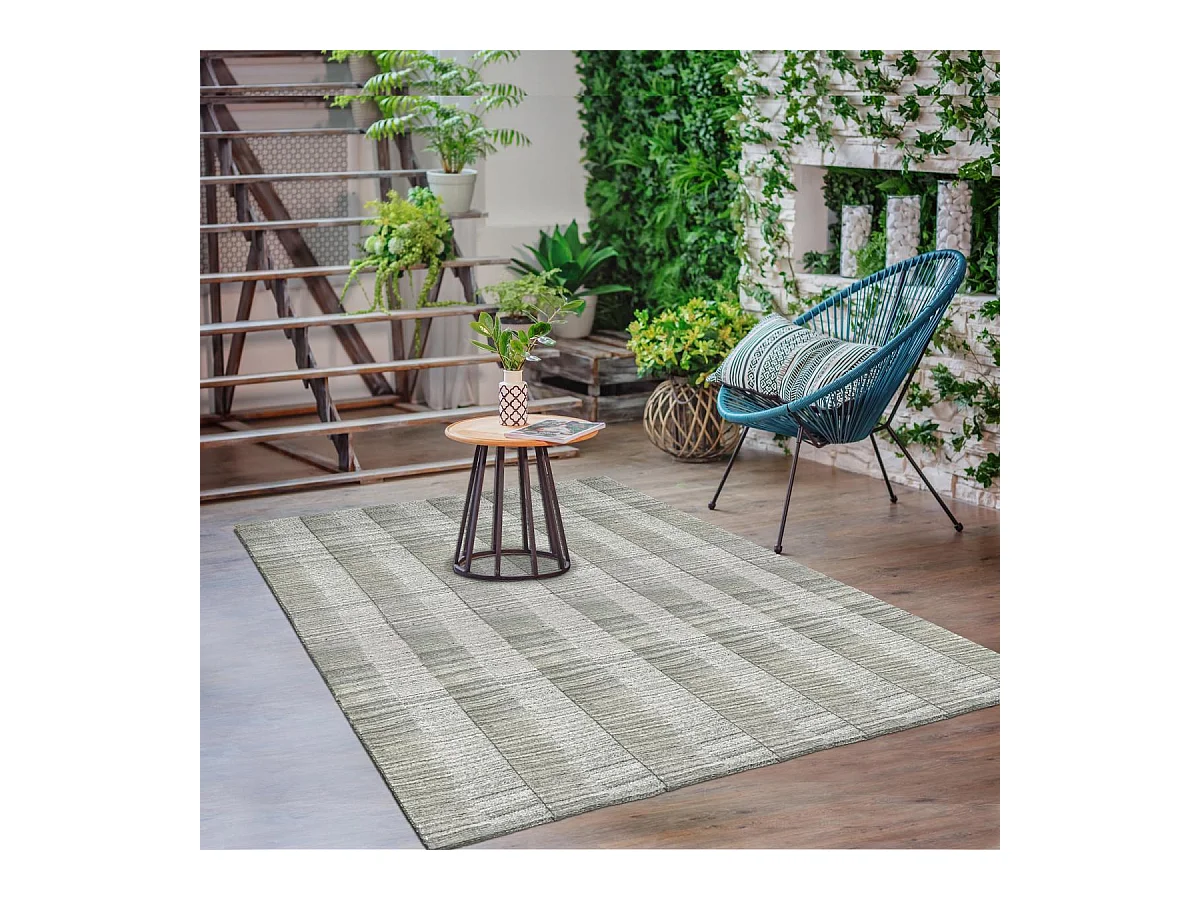 tapis salon 200x290 fait à la main en laine gris rectangle motif uni BANDA