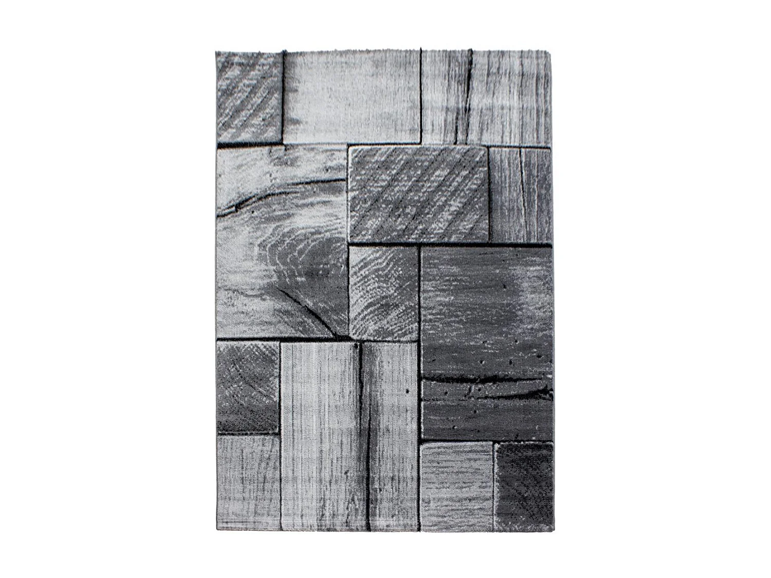 tapis entrée 80x150 tissé gris clair et gris foncé rectangle motif géométrique