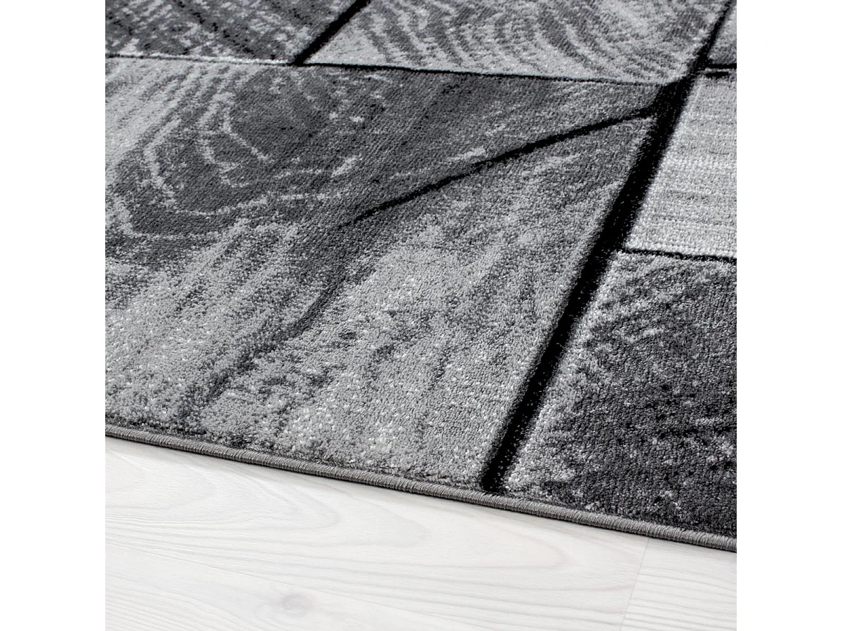 tapis entrée 80x150 tissé gris clair et gris foncé rectangle motif géométrique