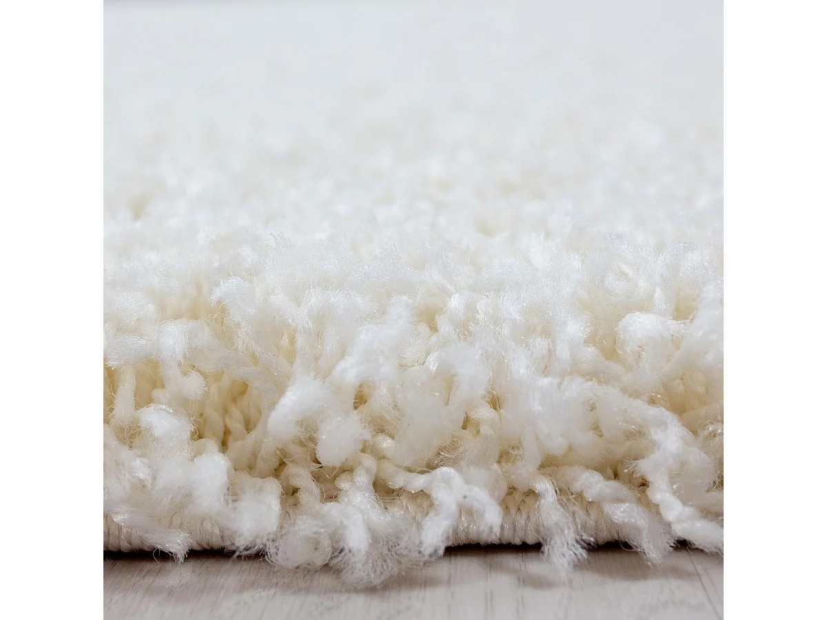 Tapis poils longs shaggy 160x230 rectangle tissé crème motif uni UNI L