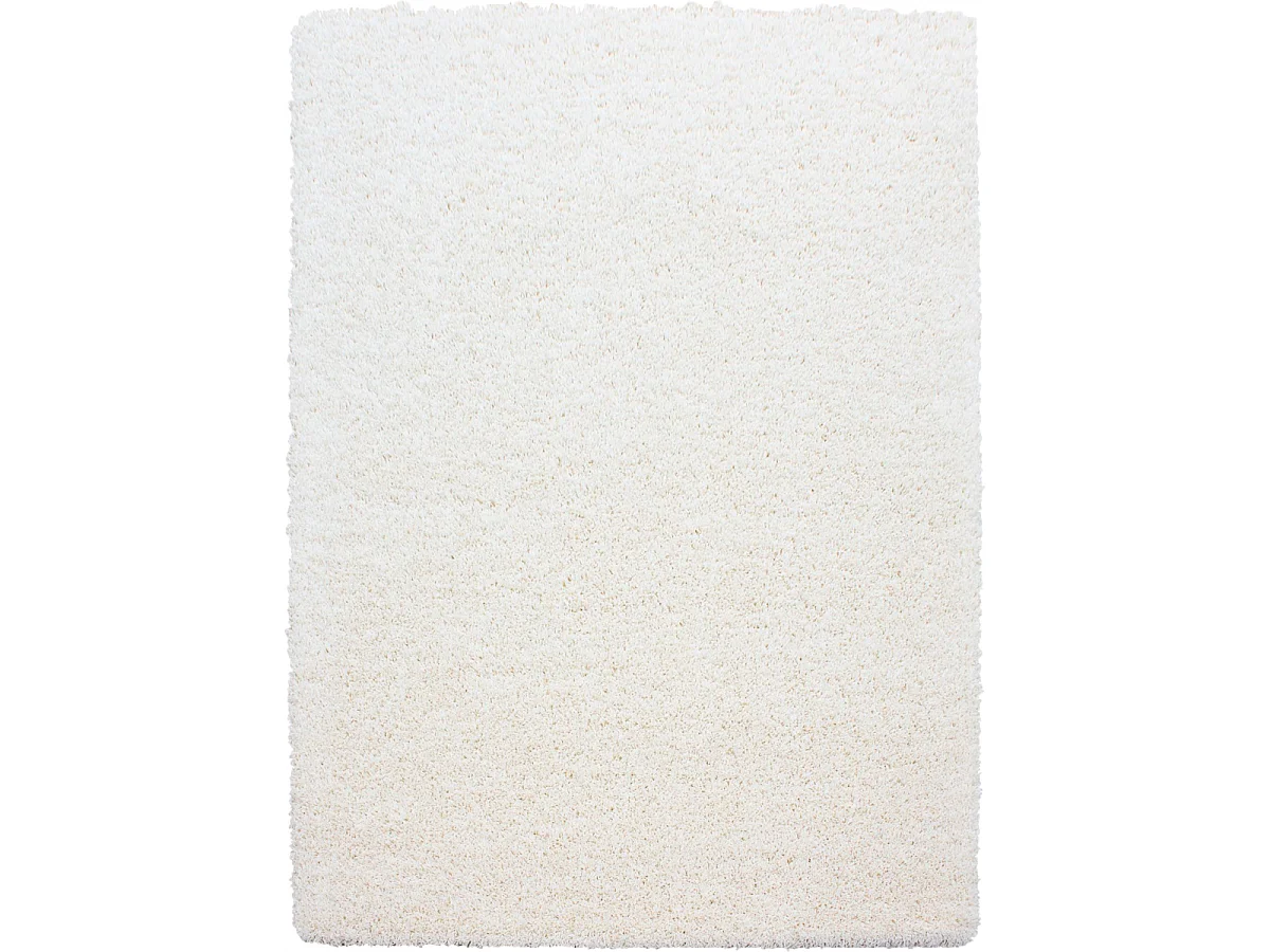 Tapis poils longs shaggy 160x230 rectangle tissé crème motif uni UNI L