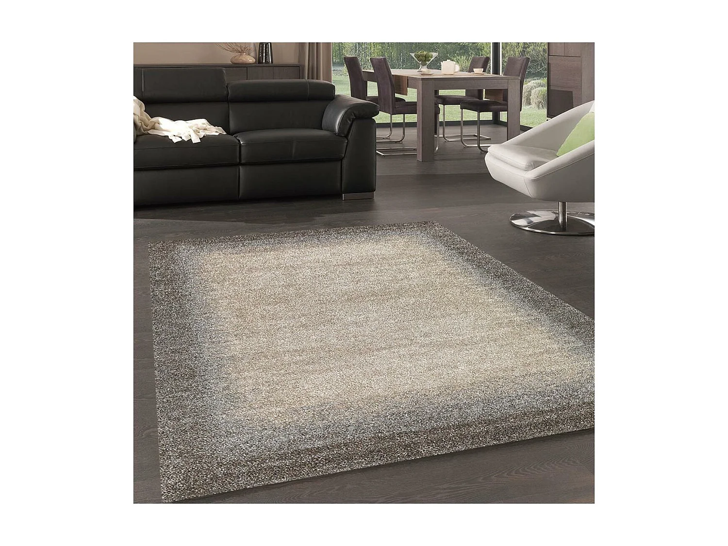 tapis salon 120x170 tissé marron rectangle motif faux uni UNILEGANT