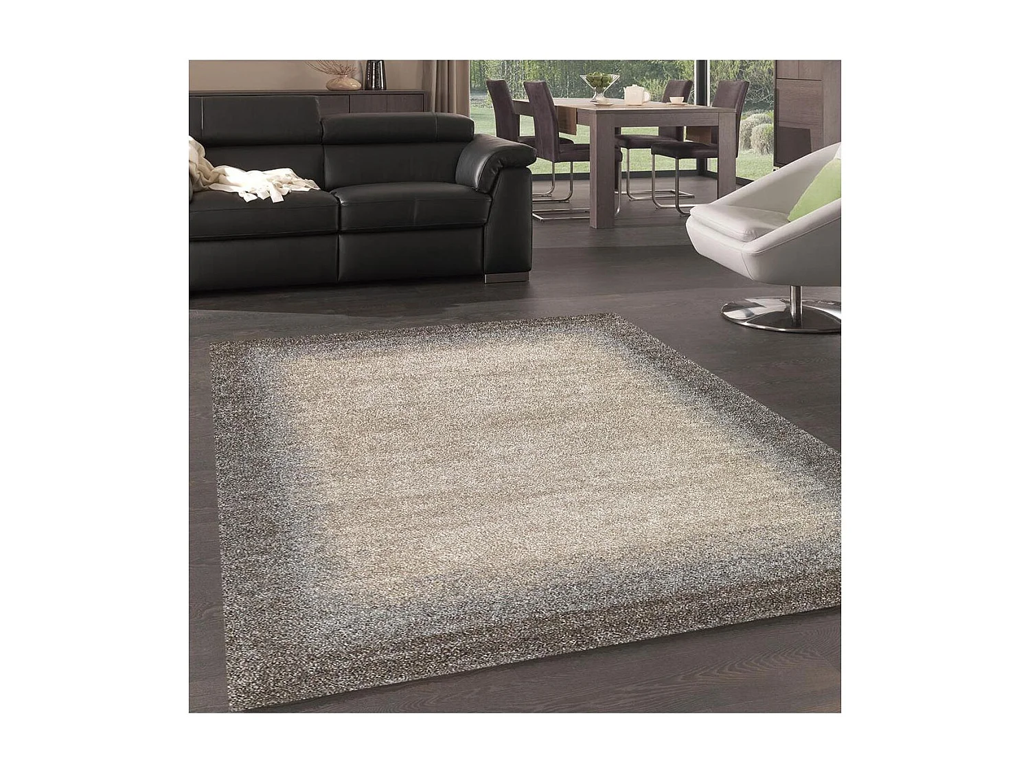 tapis salon 120x170 tissé marron rectangle motif faux uni UNILEGANT