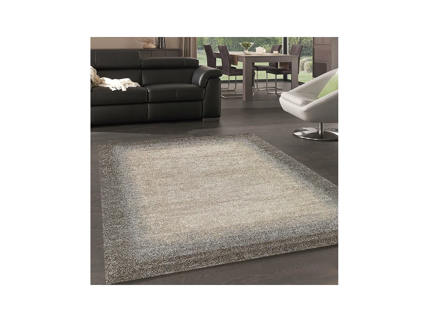 tapis salon 120x170 tissé marron rectangle motif faux uni UNILEGANT