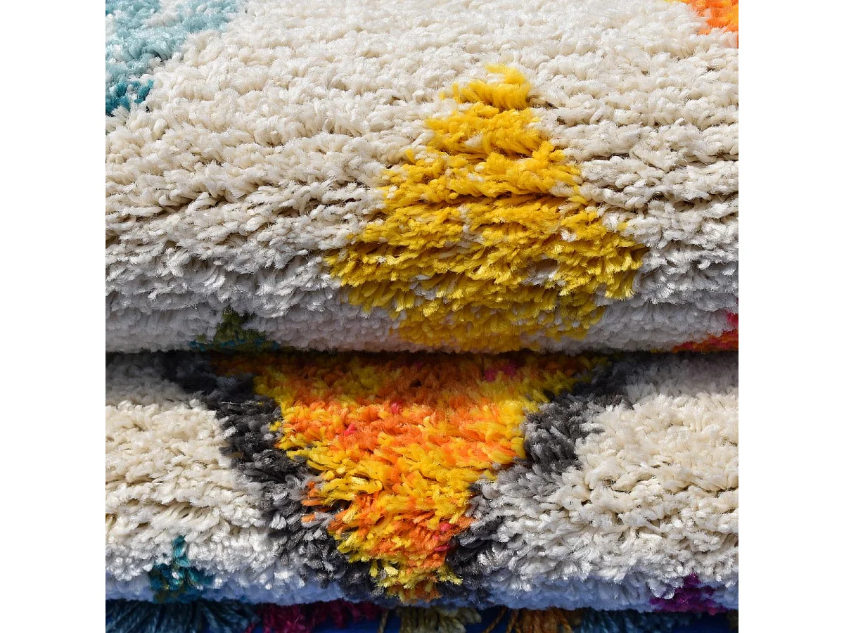 tapis berbère  200x290 tissé crème et jaune LYN5 OURIKA