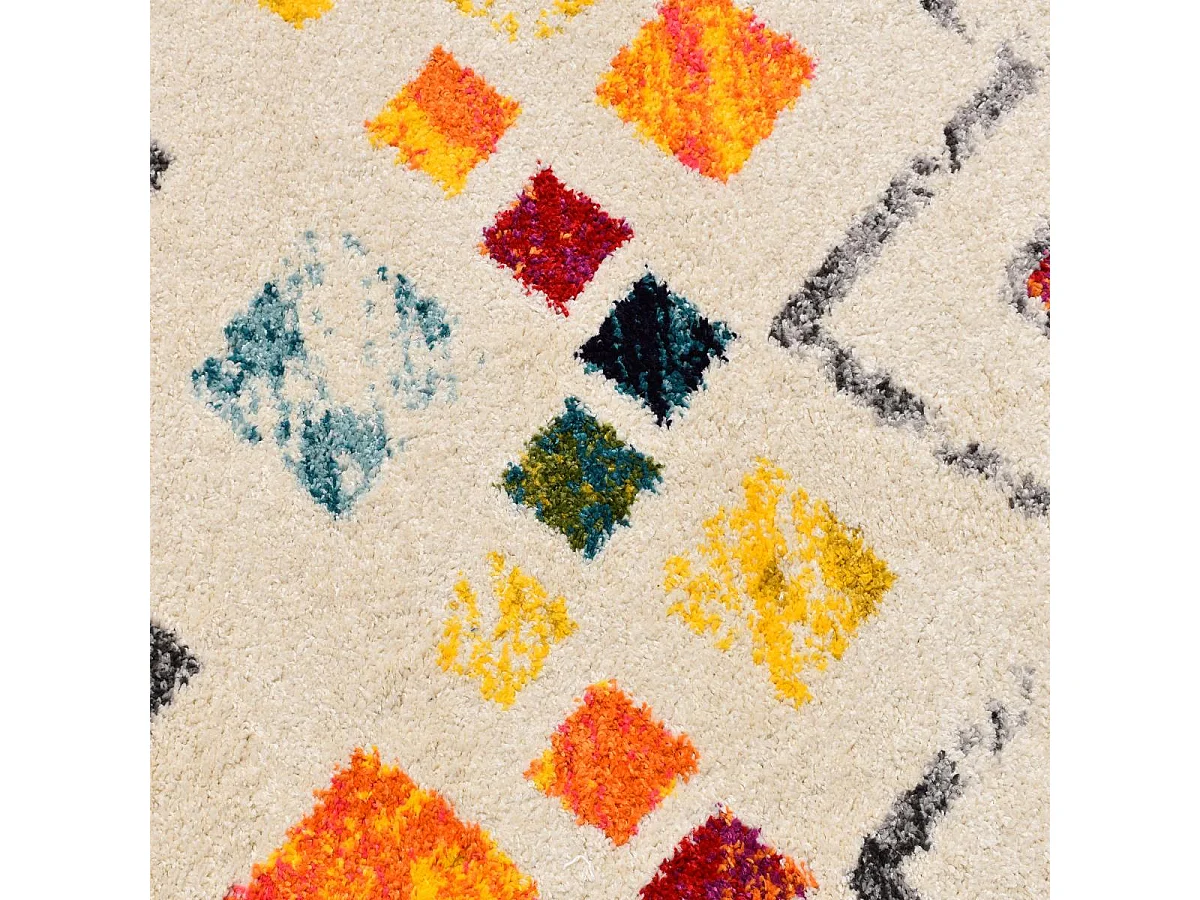 tapis berbère  200x290 tissé crème et jaune LYN5 OURIKA G