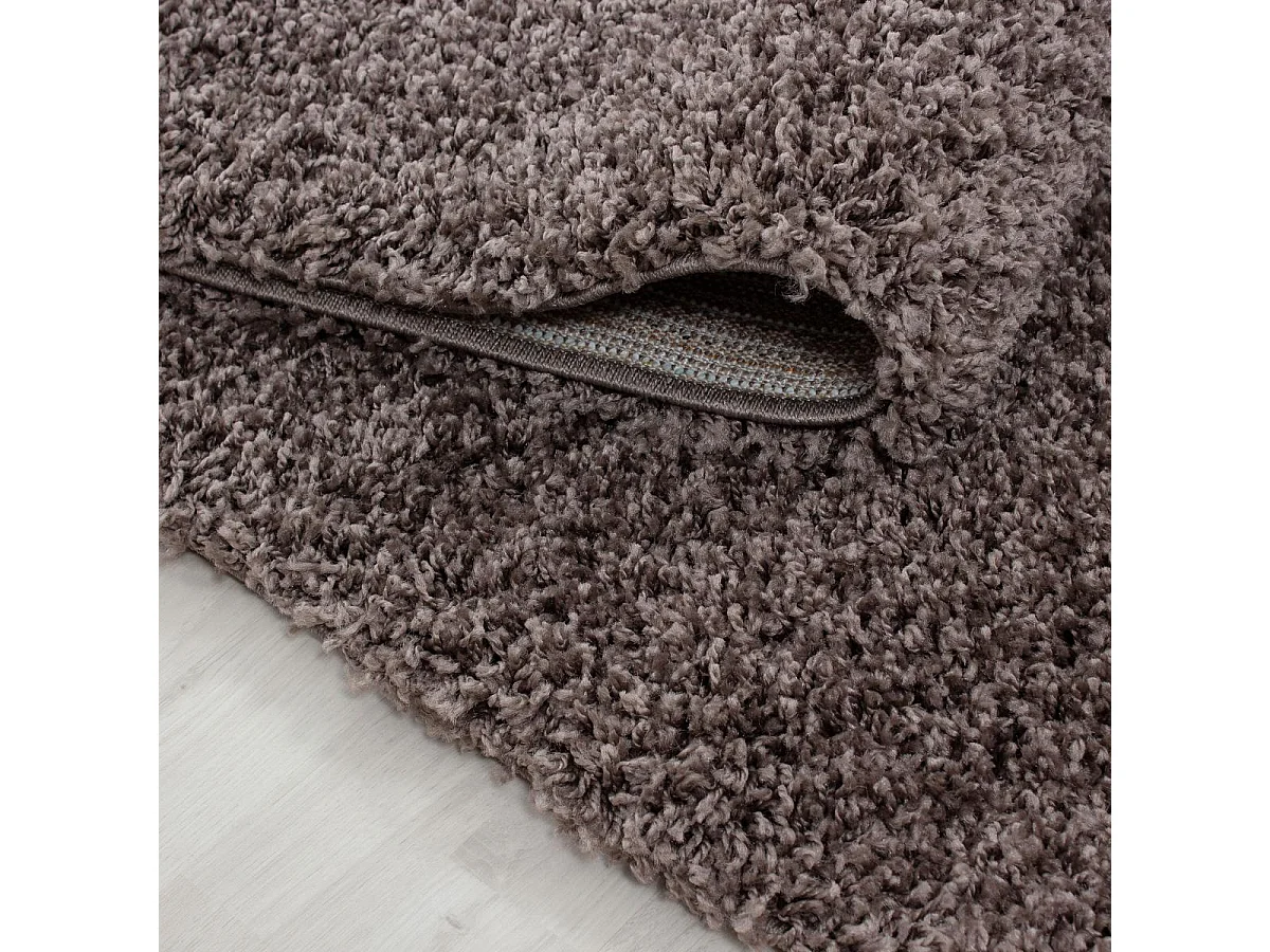 Tapis poils longs shaggy 80x250 rectangle tissé taupe motif uni UNI L