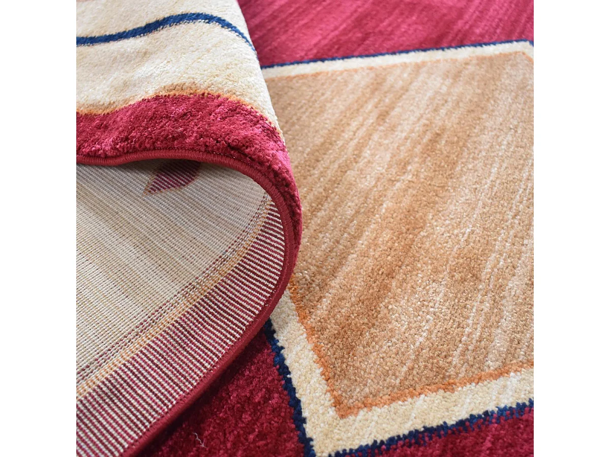 tapis salon 120x180 tissé rouge rectangle motif simple CHOBAY 8