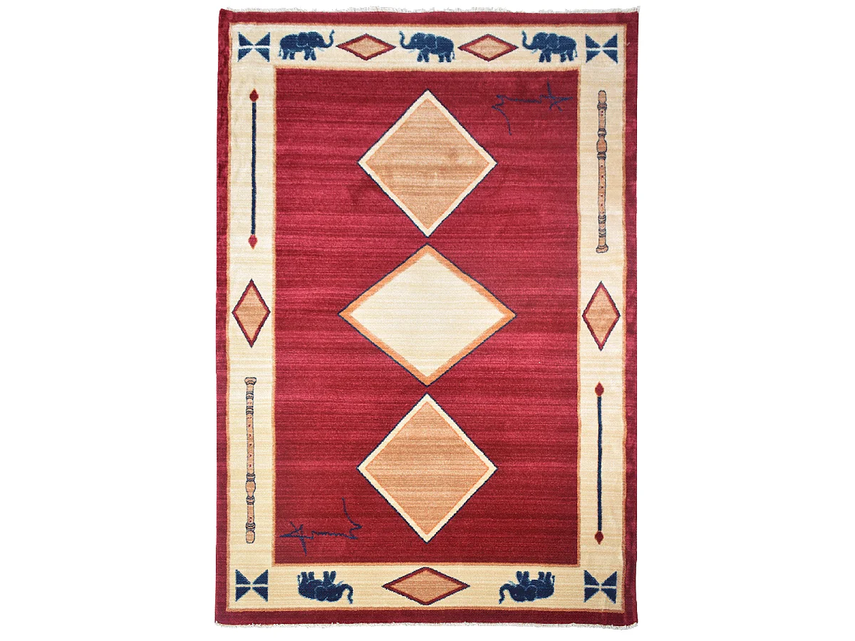 tapis salon 120x180 tissé rouge rectangle motif simple CHOBAY 8