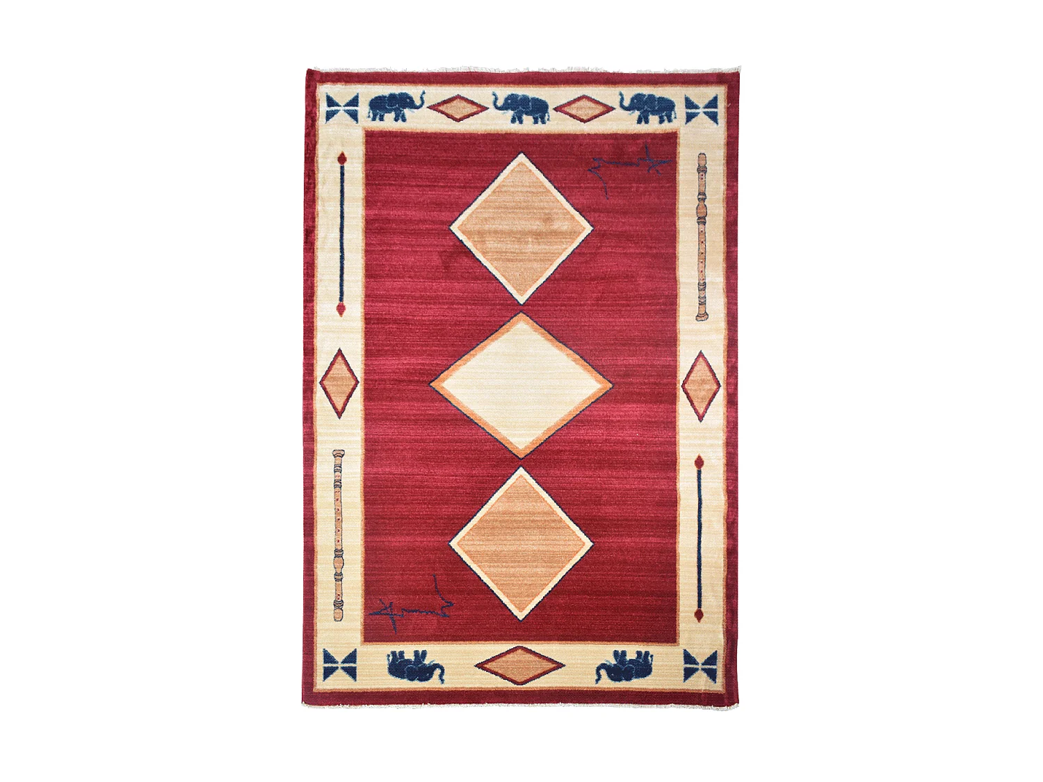 tapis salon 120x180 tissé rouge rectangle motif simple CHOBAY 8