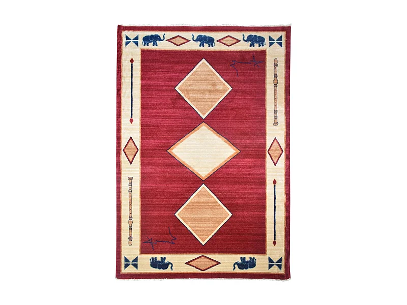 tapis salon 120x180 tissé rouge rectangle motif simple CHOBAY 8