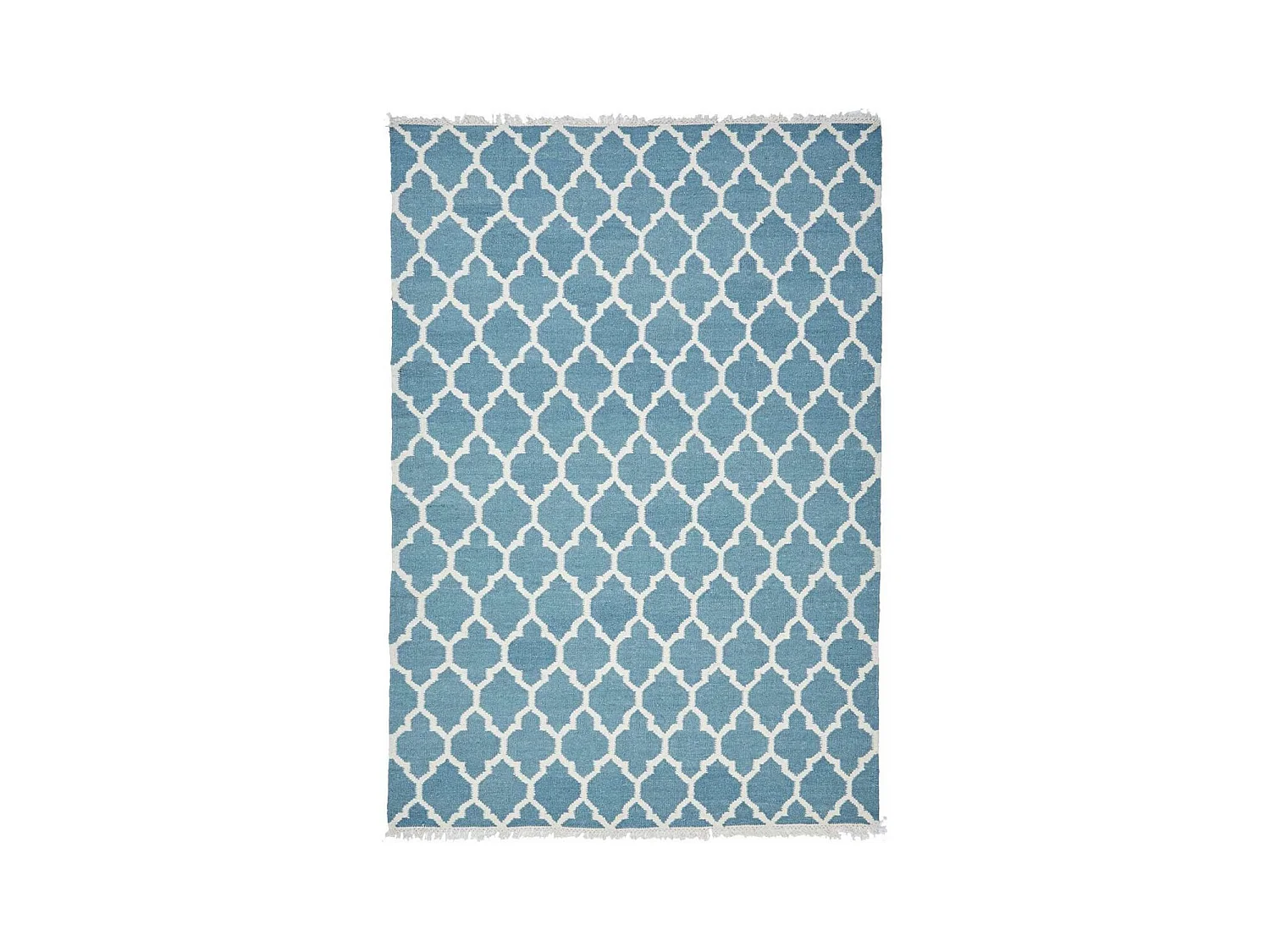Tapis kilim 80x150 rectangle fait main en laine turquoise motif scandinave